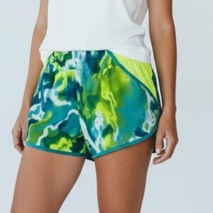 Nike Dri-Fit Running Shorts Women's S Teal Blue Yellow Brief Inside‎ Pocket